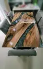 Black Shiny Epoxy Table Top Resin Table Walnut Custom Order Dinning Room