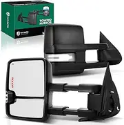 YHTAUTO Power Adjusted Heated Towing Mirrors Fit 03-07 Silverado, Tahoe, Suburban, Avalanche, Sierra, Yukon, Telescoping Smoke Lens Driver Passenger Side Car Mirrors