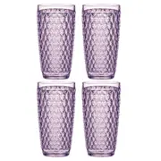 4x Tate Geometric 450ml Highball Acrylic Tumbler Drink Round Cocktail Cup Lilac