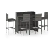 3 Piece Garden Bar Set With Cushions - Grey, 5