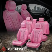 Universal Pink Leather Front/Rear Full Set Car 5 Seat Covers Cushion Protector