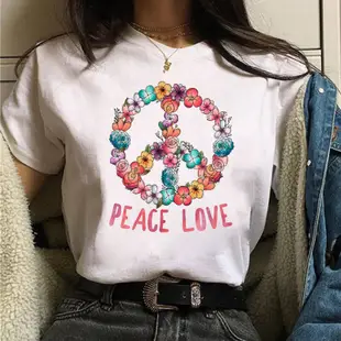 Peace Love陽光T恤夏季時尚女T恤上衣衣服