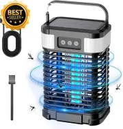 Solar Bug Zapper Outdoor Waterproof Rechargeable Fly Mosquito Trap Black