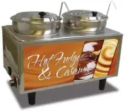 Benchmark 51072-H Dual Well Fudge & Caramel Warmer with Inset Lids & Ladles