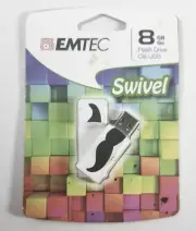 Emtec 8gb Flash Drive USB 2.0 Swivel Mustache Brand New
