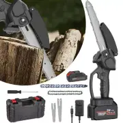 24 V Handheld Cordless Chainsaw Garden Wood Tree Pruner 20cm Bar With 2Battery