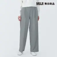 在飛比找momo購物網優惠-【MUJI 無印良品】女聚酯纖維不易起皺打褶直筒褲(共3色)