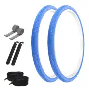 PRO+ Bicycle 26" x 1.50" All Blue Slick (2) 26" Tires,Tubes,Strips,Lever