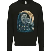 a Fantasy Owl Sitting on a House With Moon Kids Sweatshirt Jumper