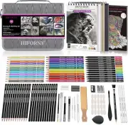 100 PCS Drawing & Sketching Set, Professional Art Supplies with Graphite,Charco