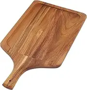 CRILSTYLEO Wooden Steak and Pizza Plate Rectangular Serving Dish Charcuterie Board Wooden Handle Home Restaurant