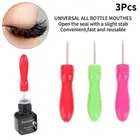 3Pcs Lash Glue Bottle Blocking Needle Eyelash Extension Glue Mouth Head Openio