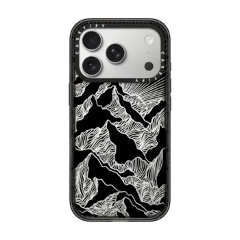 iPhone 17 Pro Impact Case MagSafe Compatible AIM HIGH 2, MOUNTAINS B&W MINIMALIST NATURE ILLUSTRATION
