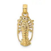 14K Yellow Gold Florida Lobster With Out Claws Charm