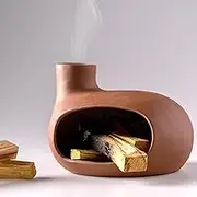 LeoLeoxx Terracotta Palo Santo Holder - Modern Chiminea Incense Burner for Yoga, Meditation, and Energy Cleansing - Wood Sticks Dish, Sage Ash Catcher, Smudge Bowl