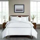Egyptian Cotton 1200 Thread Count Embroidered 3-Piece Duvet Cover Set, 1 Duve...
