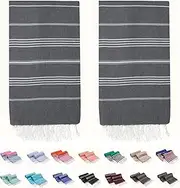 PARK & OZ Turkish Beach Towels 2-Pack – Oversized 100% Cotton Quick-Dry, Sand-Free & Ultra-Absorbent Blanket 72" x 40" – Lightweight Travel Towels for Beach, Pool, Spa, Gym, Camping & Home