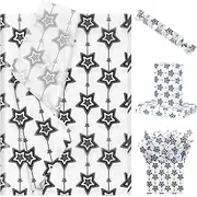 Pineraap 100 Sheets Hollow Star Tissue Paper, Colorful Star Pattern Wrapping Paper Gift Tissue for Wedding Birthday Party DIY Crafts, 19.6 x 13.7 Inch (Black)