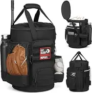 SunForMorning Baseball Bucket Bag Baseball Coaching Accessories Organizer Softball Bucket Bag with Anti-Slip Bottom & Multiple Pockets for Bat, Gloves, Scoreboards