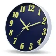 Luminous Wall Clock Glow in The Dark, Modern Wall Clocks 3d Numeral - Blue