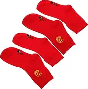 [LIFKOME] 4 Pack Snake Embroidered Socks and Men's Socks Year of The Snake Patterned Cotton