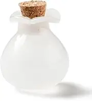 Ornazy 10Pcs Transparent White Glass Empty Wishing Bottles with Cork Stopper Lucky Bag Tiny Jars Bottles Ornaments for DIY Crafts Party Decor
