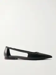 [Brunello Cucinelli] Brunello Cucinelli - Bead-embellished Leather Point-toe Flats - Black - IT41 IT 41 Black