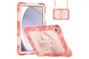 Samsung Galaxy Tab A9 Plus 11 Inch 2023 Full-Body Drop Protection Cover with Screen Protector & Shoulder Strap-Pink Camo