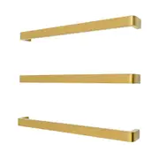 Radiant VAIL Heated/Non-Heated Low Voltage Single Square Towel Rail - 650mm - Brushed Gold (1 Piece)