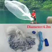 14ft Hand Cast Fishing Net Quick Throw Nylon Mesh Drawstring
