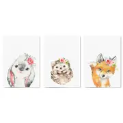 Set of Cute Baby Woodland Animals Nursery Wall Art #1