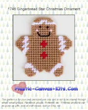 Gingerbread Star Christmas Ornament- Plastic Canvas Pattern or Kit
