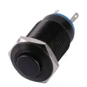 Waterproof Metal Push Button Switch 12mm 12V Self Reset Momentary Button Black