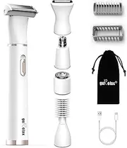 [gurelax] Lady Shavers for Women,Bikini Trimmer Women 5-in-1 Wet&Dry,Rechargeable Pubic Hair Trimmer &Facial Hair Removal &Nose Hair Trimmer& Eyebrow Trimmer, IPX7 Waterproof Electric Razor