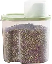 Mikinona Green Plastic Sealed Canister with Lid Grain Storage Container for Kitchen Cereal Box for Dry Food Oatmeal and Rice Small Transparent Design