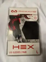 McDavid HEX Protective Pads Leg Sleeve Pair Knee Basketball XL Black