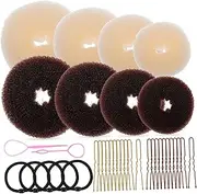 HEALEEP 1 Set Hair Bun Maker Set Donut Styles U Shaped Pins Hair Ties Easy to Use for Women for Beginners Various Occasions