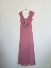 Ever Pretty Womens 12 Formal Dress Pink Ruffle Flowy Prom Bridesmaid Ruched NWT