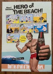 Michelob Beer Vintage Poster Sign Classic Dark Hero Of The Beach One Of A Kind