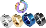 [COSMEVIVI] Unique Man Jewelry 5pcs Stainless Steel Flat Back Hoop Earrings Ear Decorations