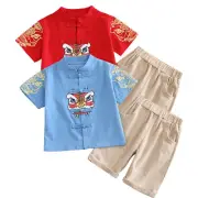 Toddler Kids Boys Chinese Tang Style Thickened New Year's Top Pants Clothing