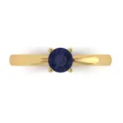 0.5Ct Round Cut - Sapphire Gemstone Solitaire Ring Yellow Gold, Anniversary Gift