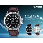 CASIO 卡西歐   MTP-VD01L-1B 指針男錶 皮革錶帶 黑色錶面 MTP-VD01L 國隆手錶專賣店