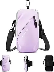 Prime Comfort Cell Phone Holder for Walking, Running, Arm Band for Phone, Cell Phone Purse, Cross Body Phone Bag, Phone Holster, Cell Phone Carrier for Men Women, Phone Pouch (Purple)
