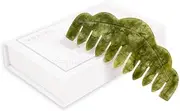 VRAIKO Natural Jade Comb Head Massager, Scalp Massage Comb and Gua Sha Scraping Tool, Meridians Massage Tool for Head Caring and Relaxation (Serpentine Green)