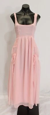 Asos Design Women's Shirring & Channel Details Midi Dress LC7 Pink Size US: 6