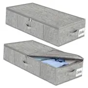 Under Bed Storage Container Bin 2 Pack, Low Profile 6.7in-Space Grey-2 Pack