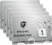 [Jet International] RFID Cards, 5 Pack One Card Protects Entire Wallet Purse For Men & Women, NFC Contactless Bank Debit Credit Card Protector ID ATM Guard Card – Grey