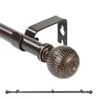 5/8" Single Telescoping Curtain Rod with Reticulated Ball Finials, 28"-120"