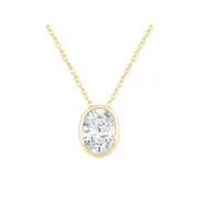 Bevilles Oval Cut Solitaire Necklace with 1/2ct of Laboratory Grown Diamonds in 9kt Yellow Gold